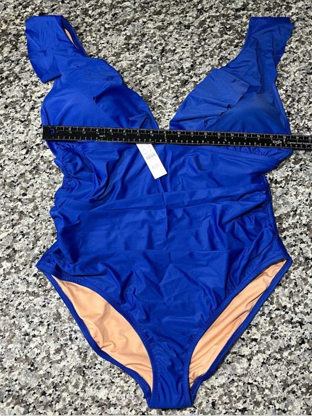 J. Crew Royal Blue Ruffle V-Neck One-Piece Swimsuit